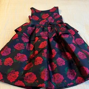 Janie & Jack girls dress navy with pink roses